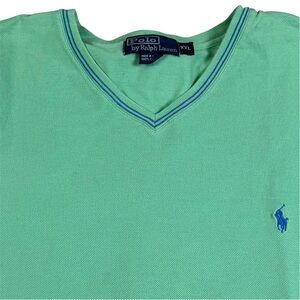 SOLD***Vintage 90s Polo Ralph Lauren V-Neck T-shirt Pony Logo Cotton Men’s